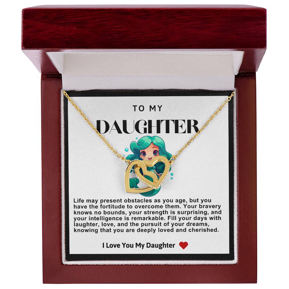 Daughter Double Heart Necklace-Mermaid