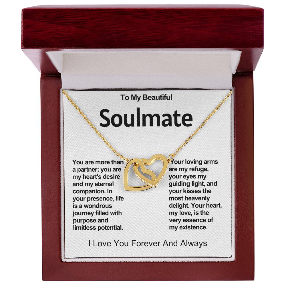 To My Beautiful Soulmate Interlocking Hearts Necklace