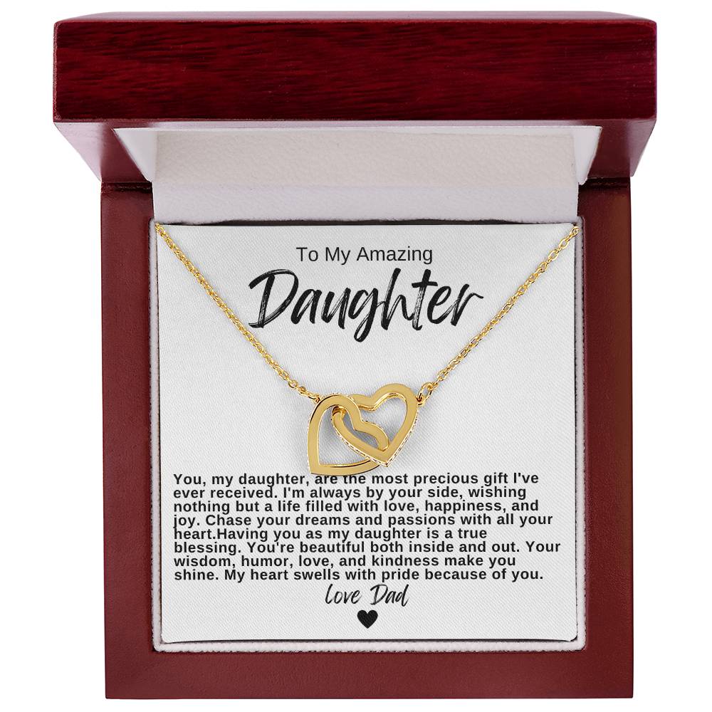 To My Amazing Daughter Hearts Necklace