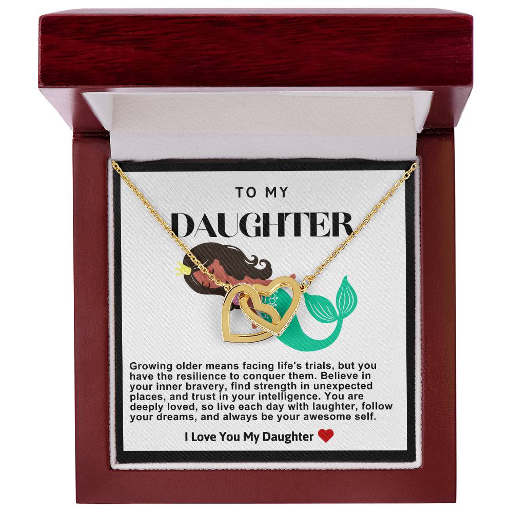 Daughter Double Heart Necklace-Mermaid