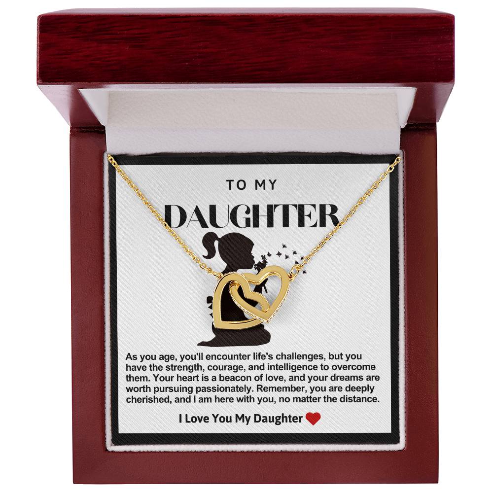 Daughter Double Heart Necklace- Making Wishes Dandelion