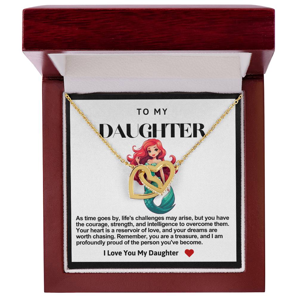 Daughter Double Heart Necklace- Mermaid