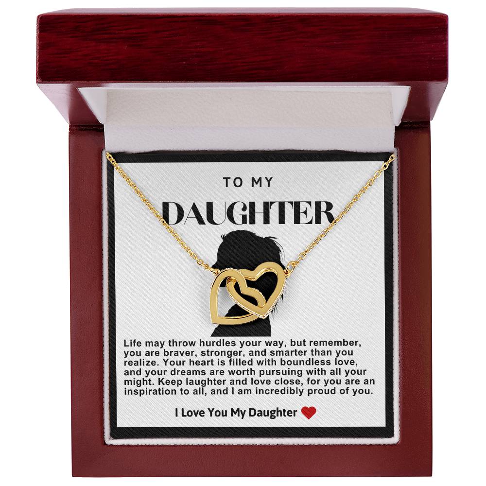 Daughter Double Heart Necklace- Ponytail