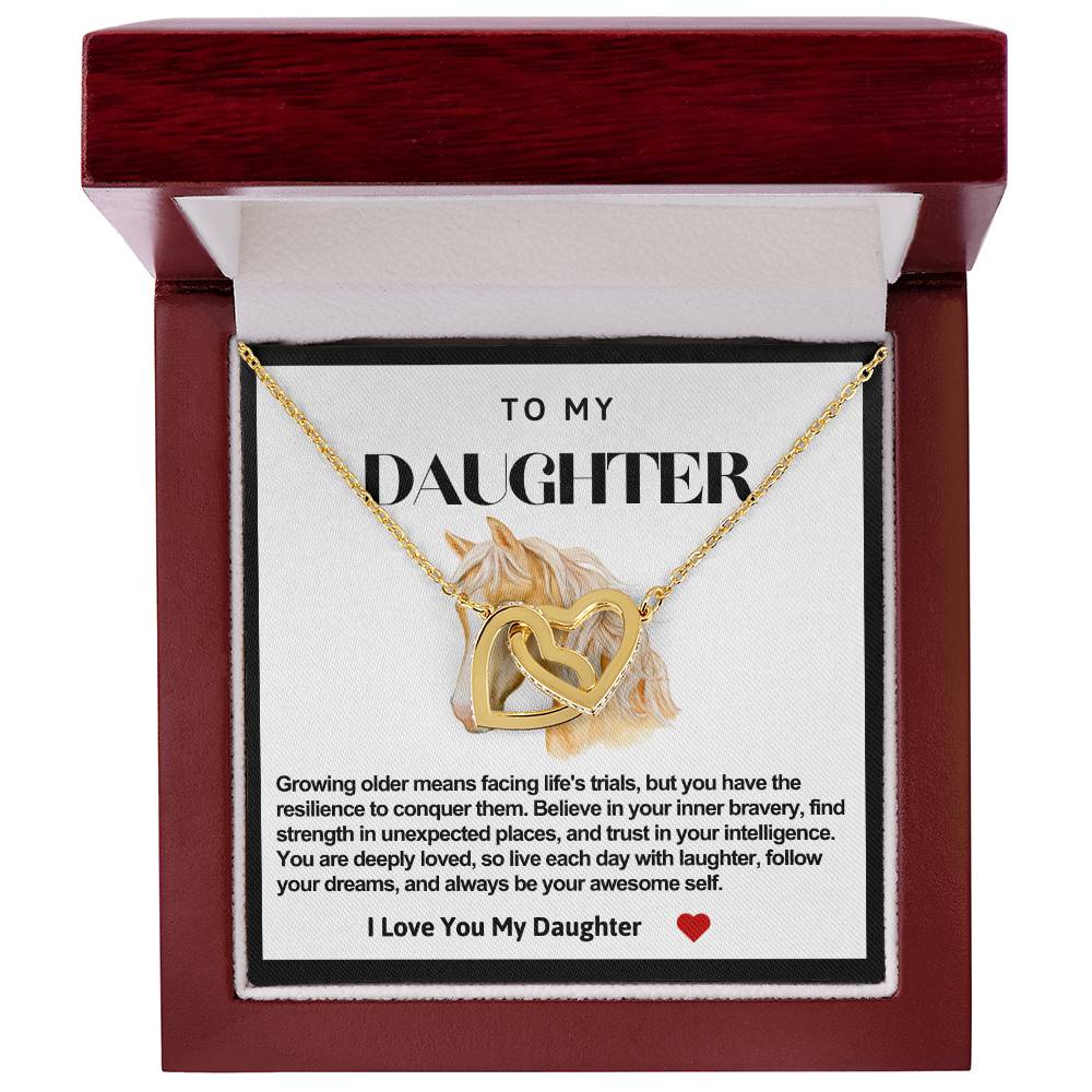 Daughter Double Heart Necklace-Horse