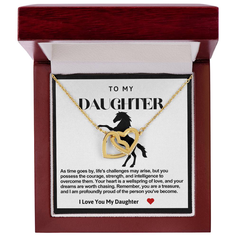 Daughter Double Heart Necklace-Horse