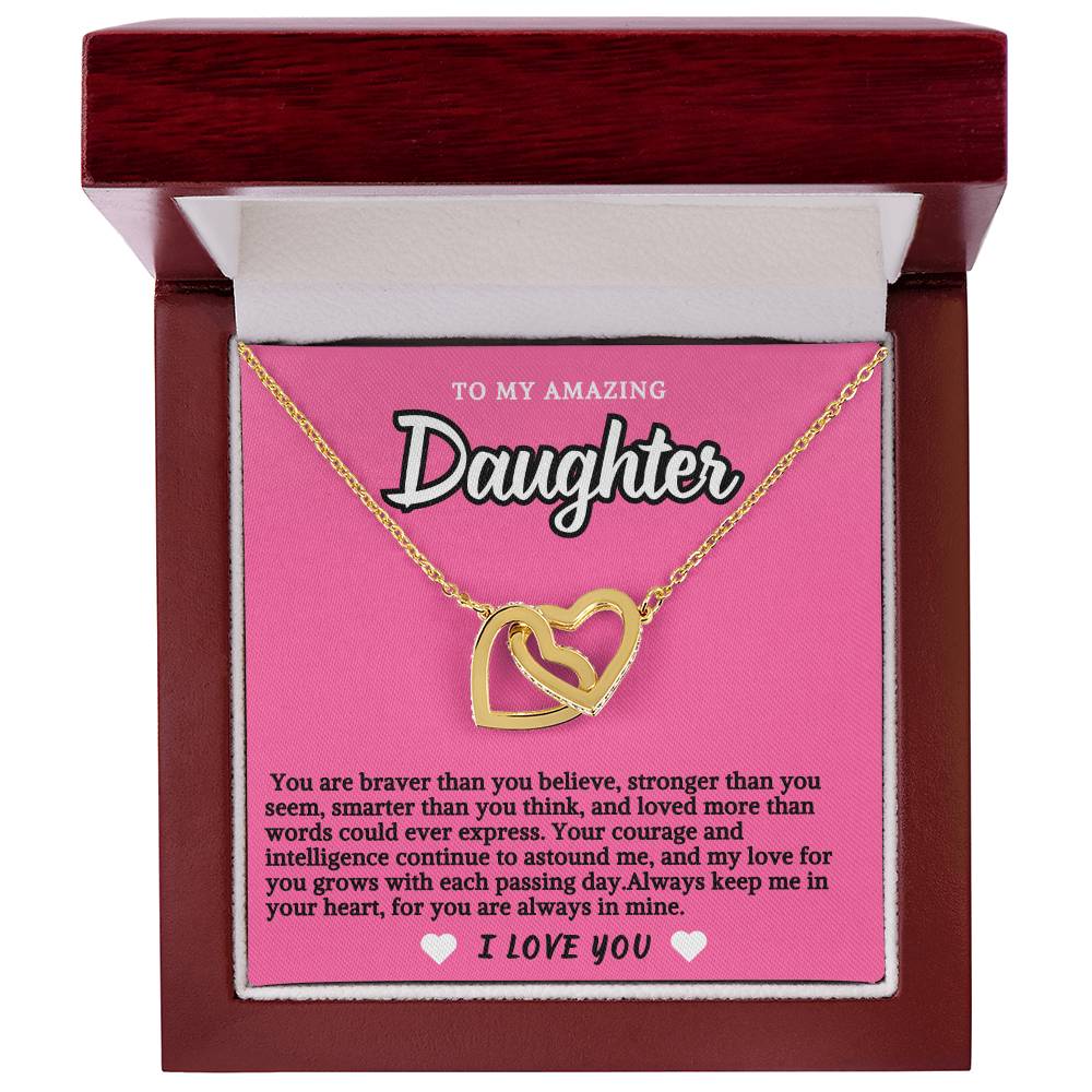 Pink Design Daughter Hearts Necklace