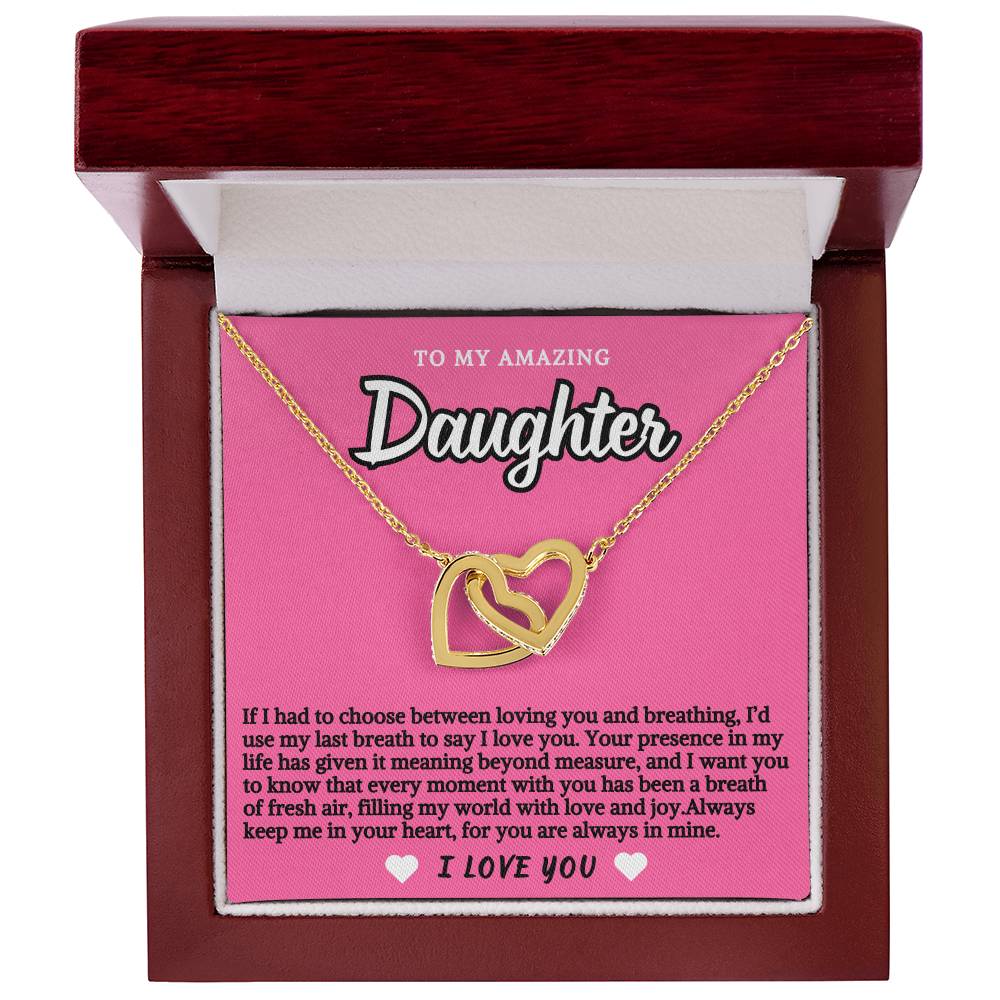 Pink Design Daughter Hearts Necklace