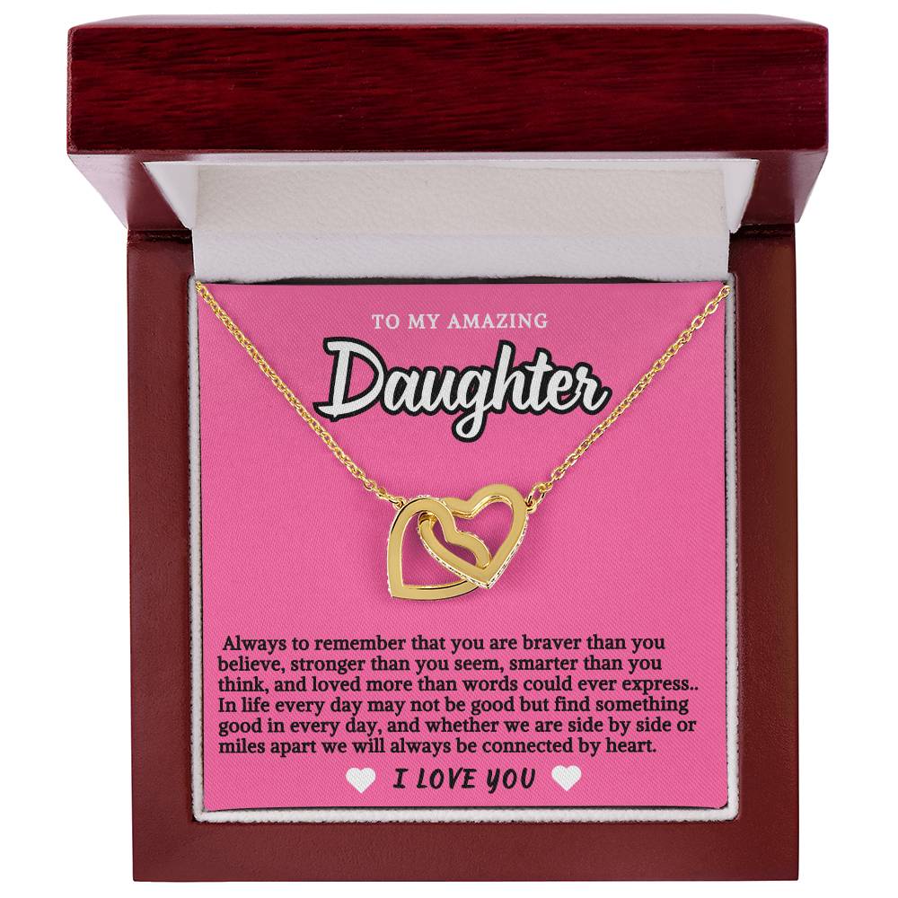 Pink Design Daughter Hearts Necklace