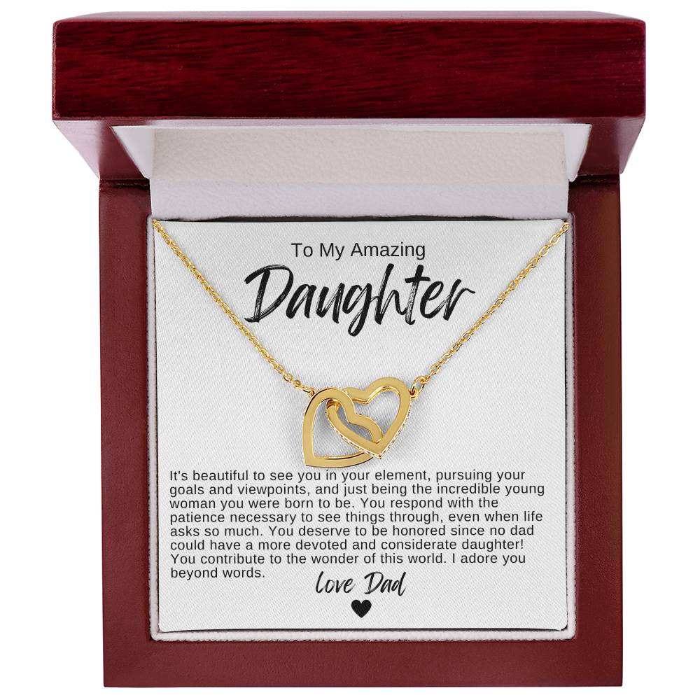 To My Amazing Daughter Hearts Necklace