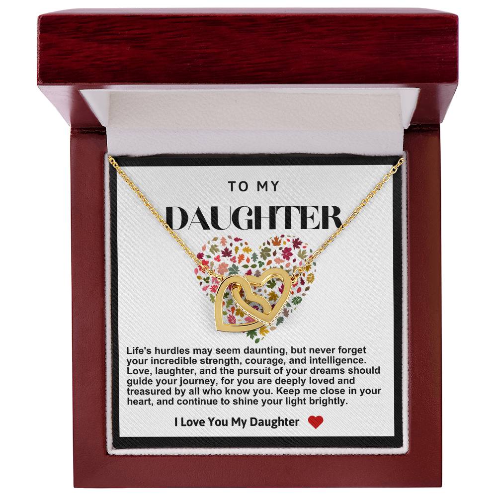 Daughter Double Heart Necklace- Heart