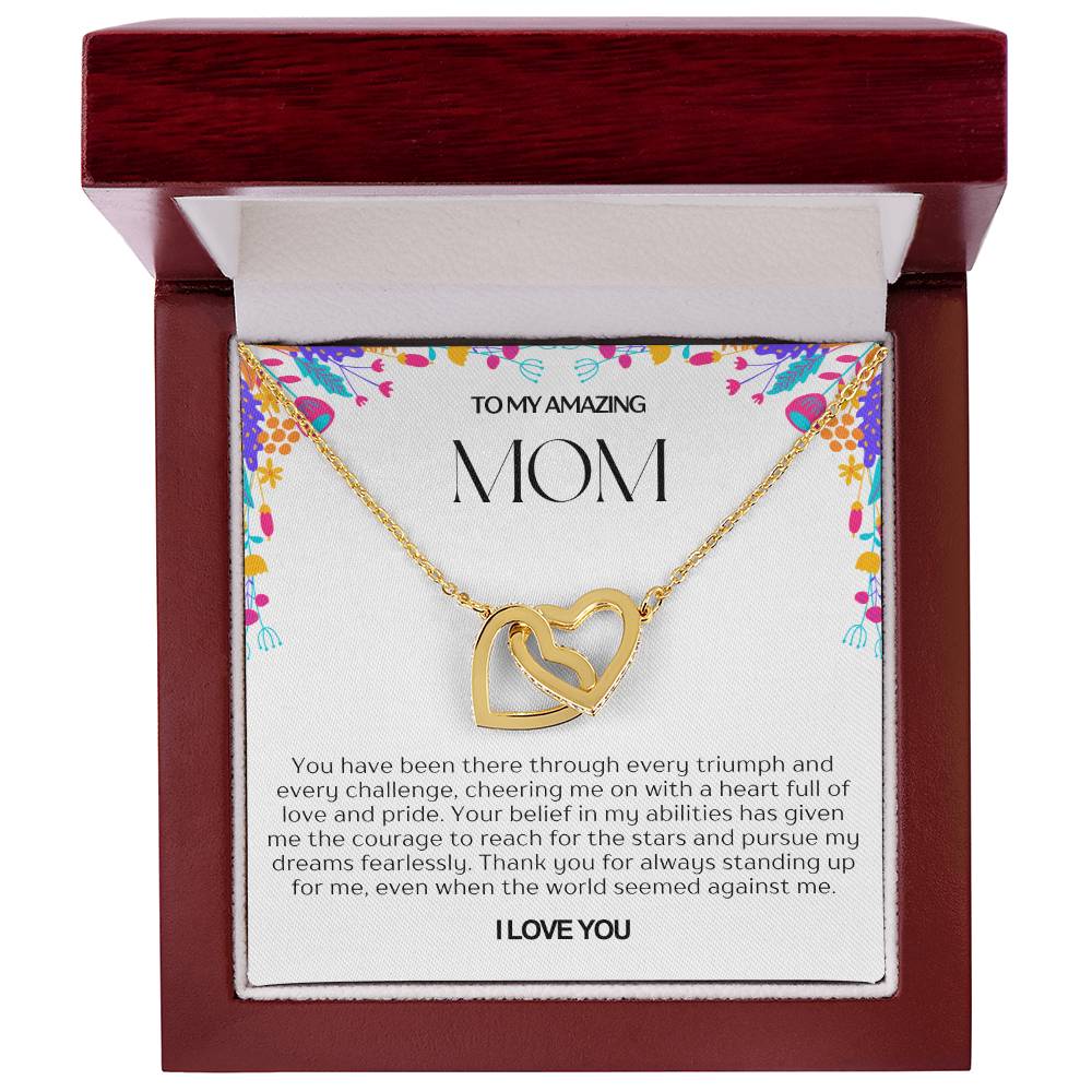 To My Amazing Mom Double Hearts Necklace