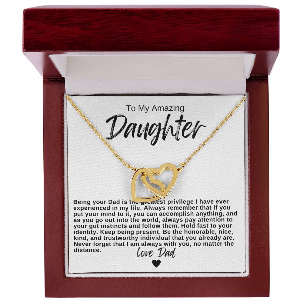 To My Amazing Daughter Hearts Necklace