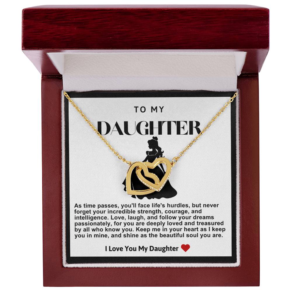 Daughter Double Heart Necklace- Princess