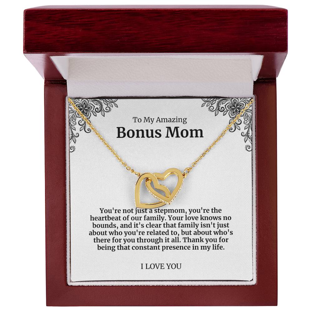 To My Amazing Bonus Mom Double Hearts Necklace