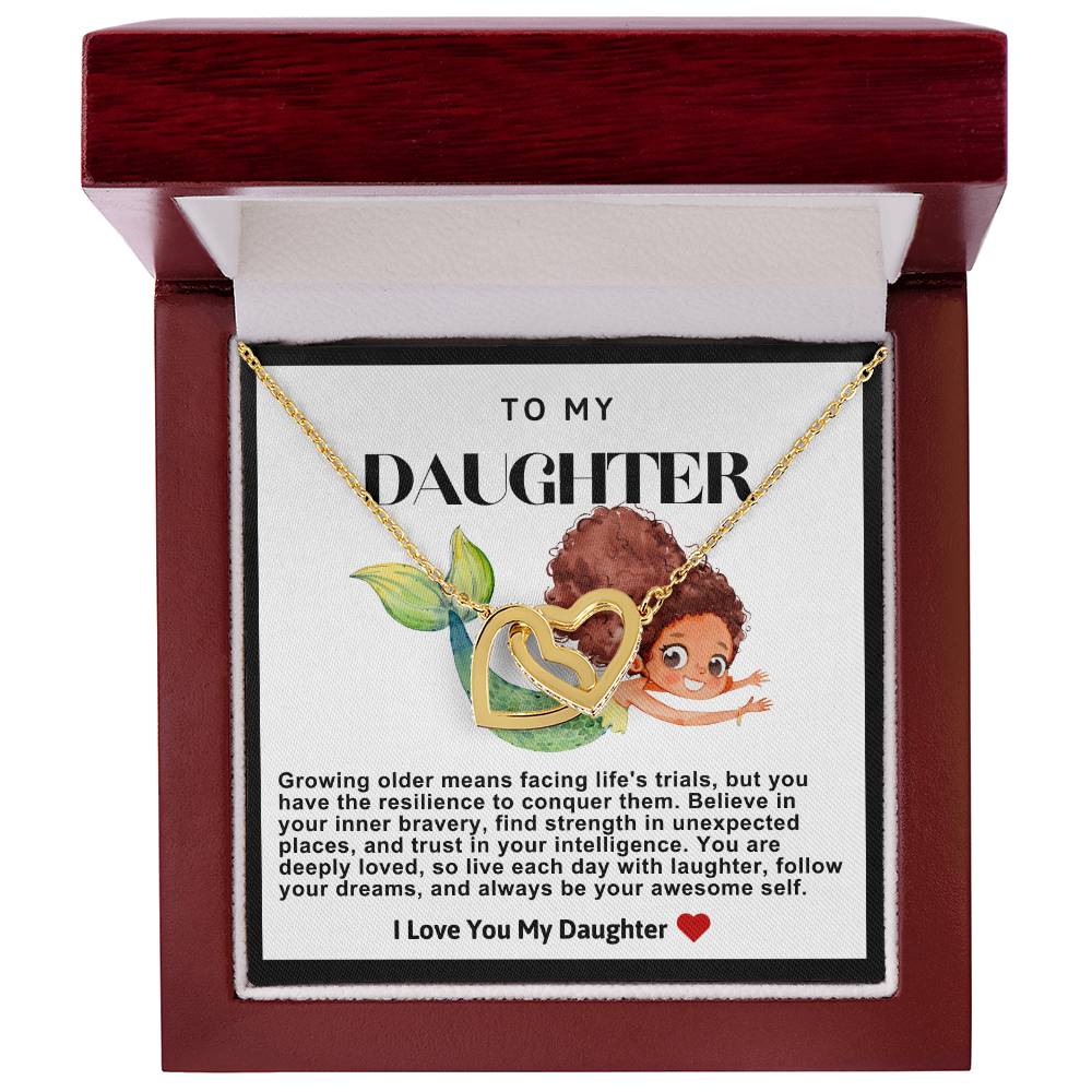 Daughter Double Heart Necklace- Mermaid