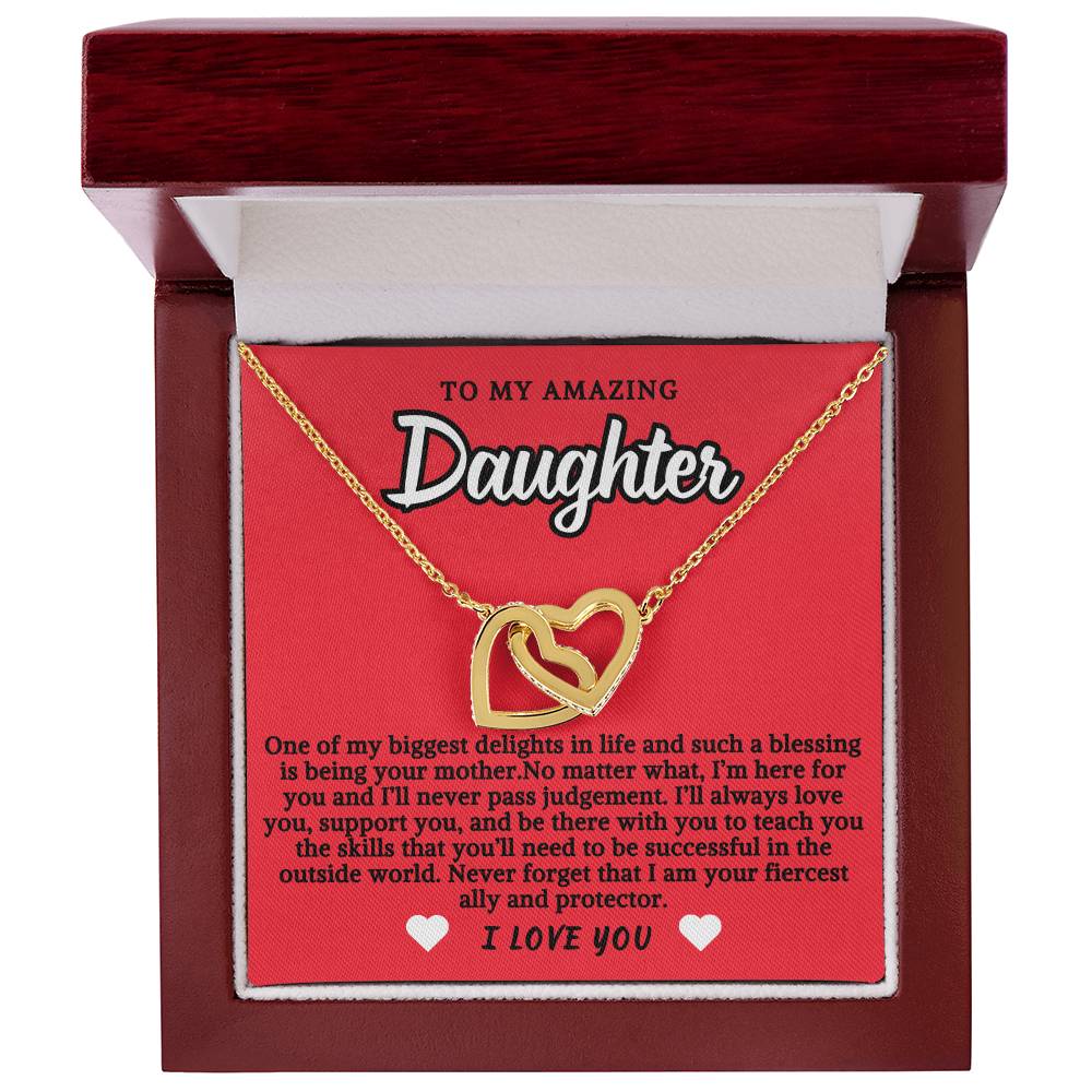 To Daughter From Mother Double Hearts Necklace