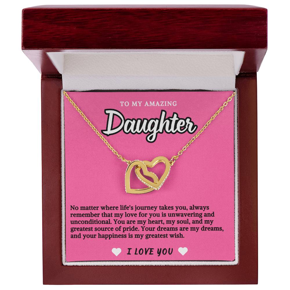 Pink Design Daughter Hearts Necklace