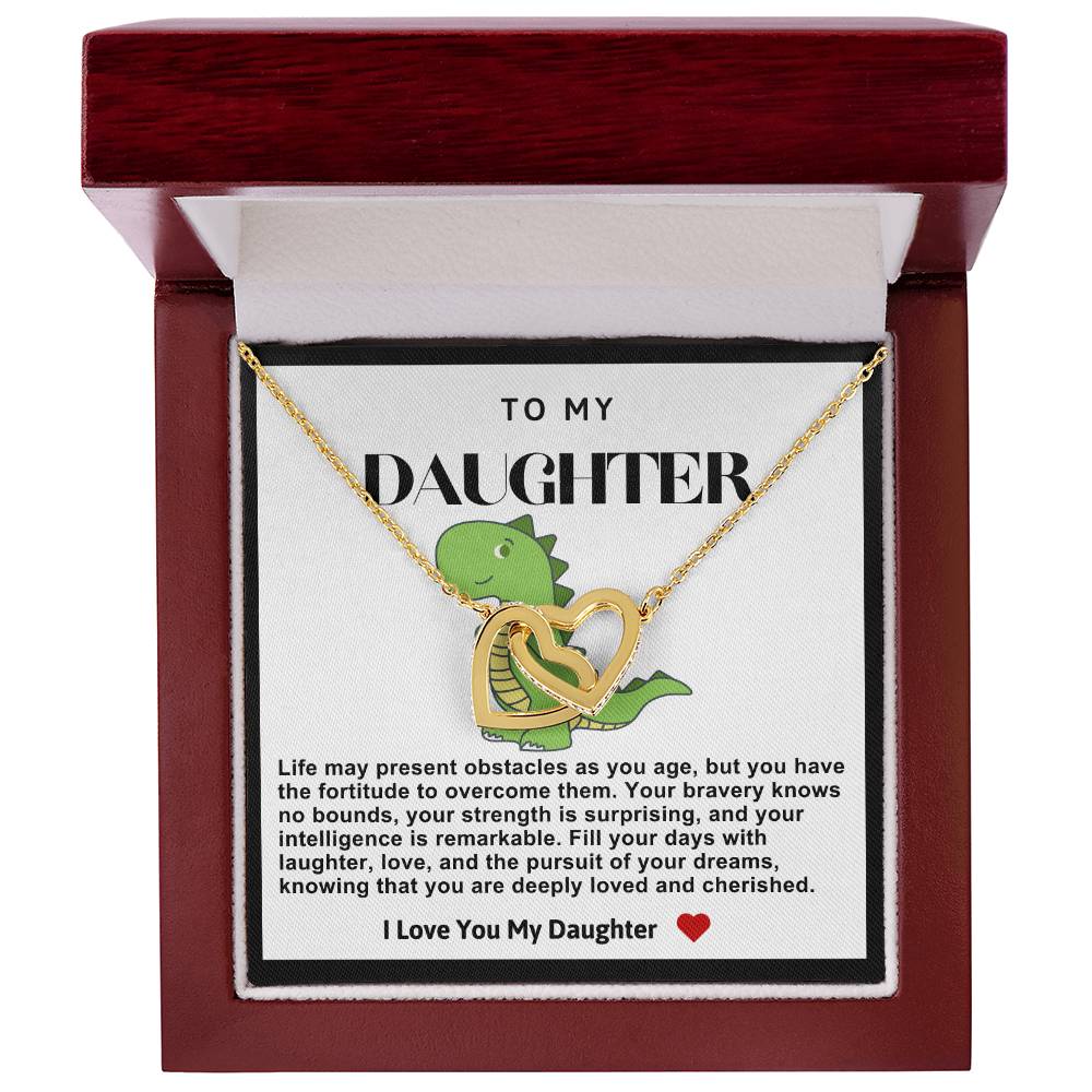 Daughter Double Heart Necklace-Dinosaur