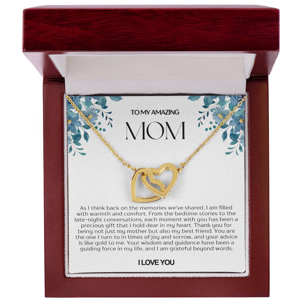 To My Amazing Mom Double Hearts Necklace