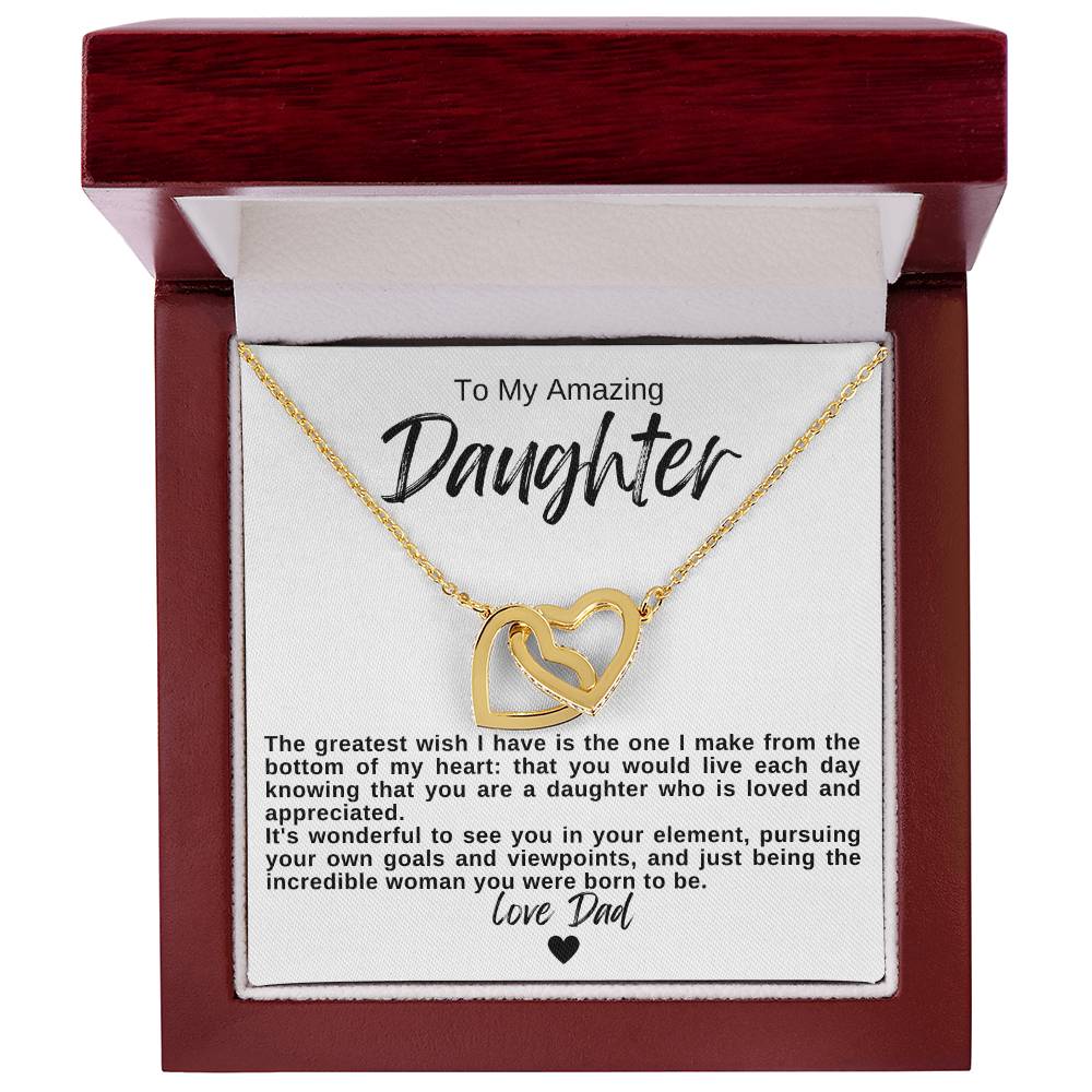 To My Amazing Daughter Hearts Necklace