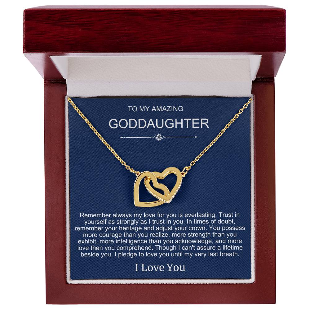 Beautiful Gift To Goddaughter from God Parent Double Heart Necklace