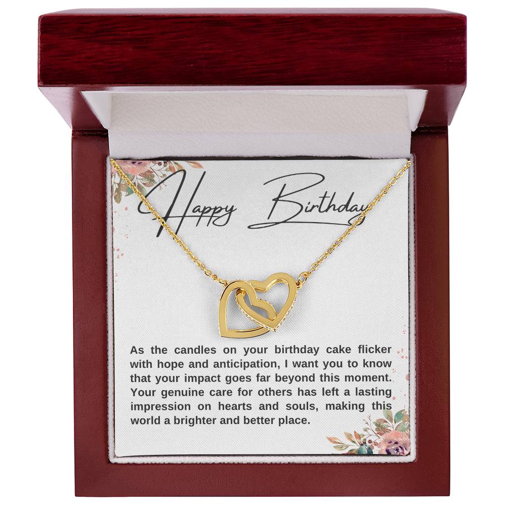 Happy Birthday Double Hearts Necklace