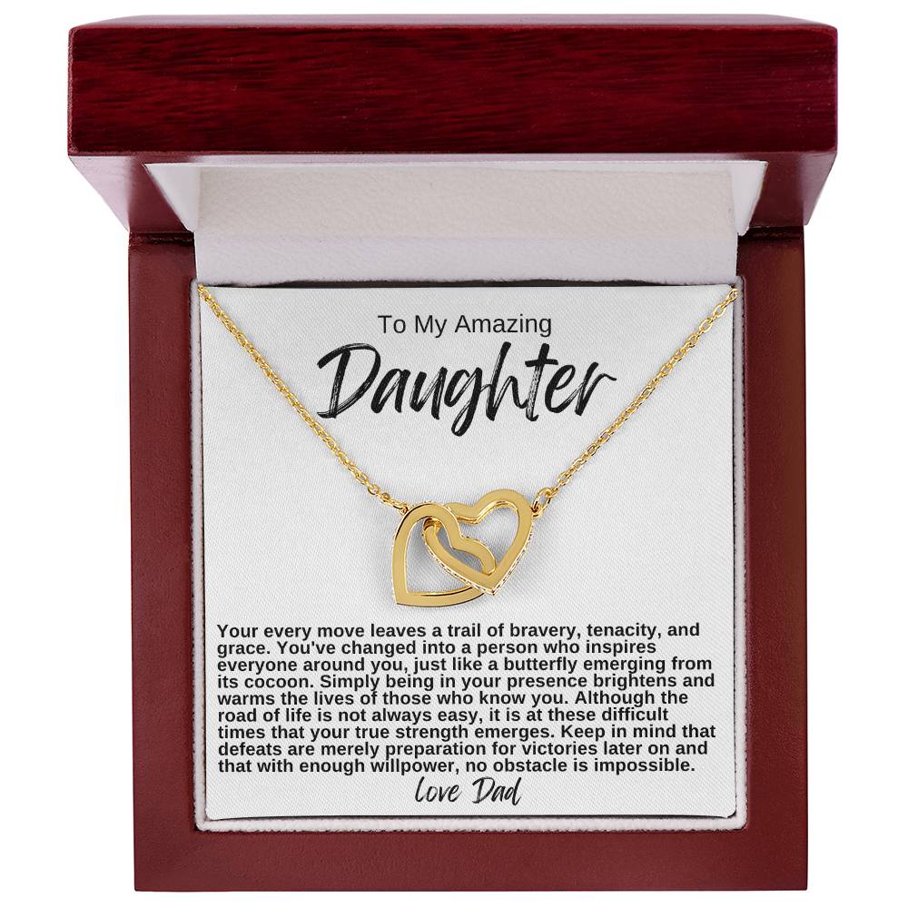 To My Amazing Daughter Hearts Necklace