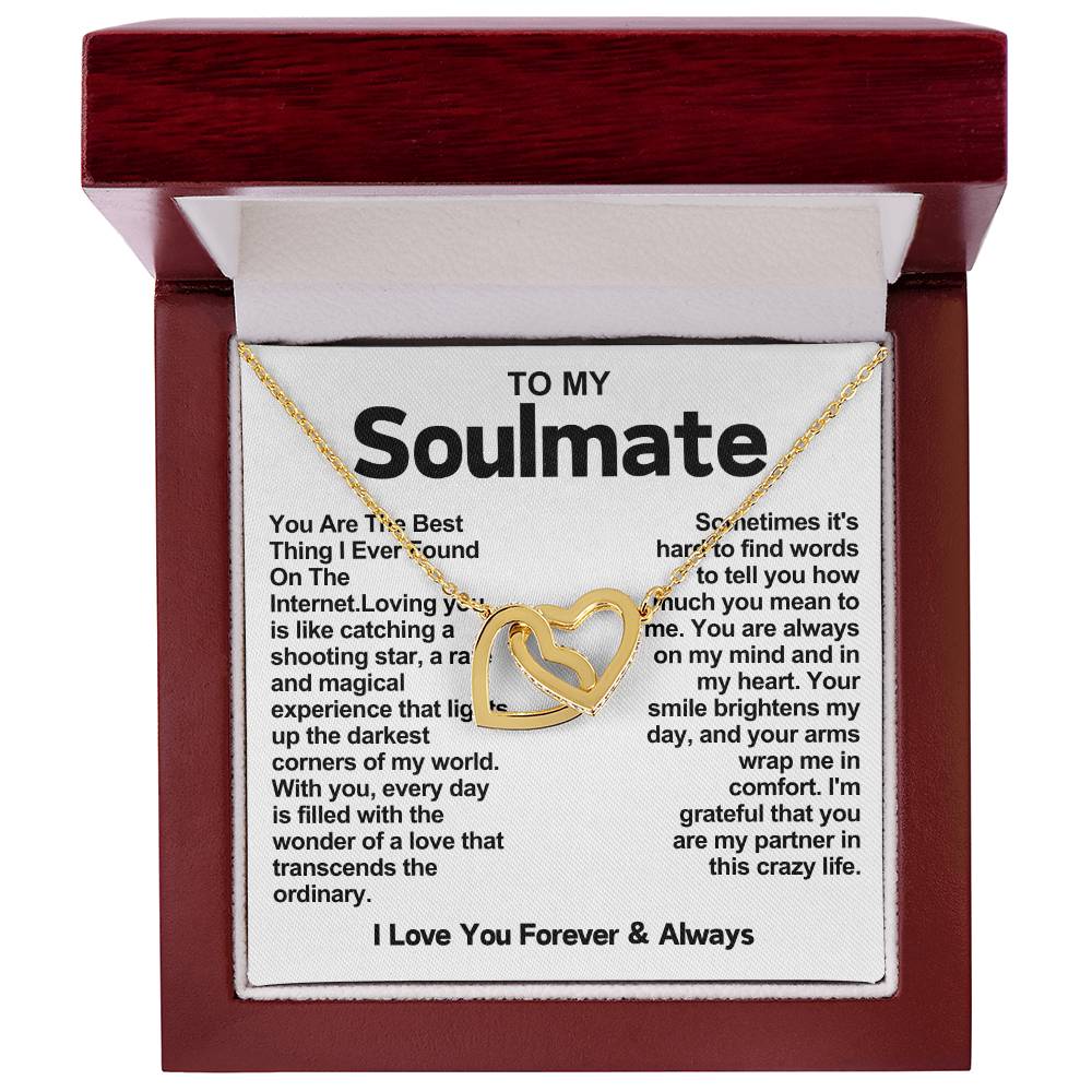 Soulmate Interlocking Hearts Necklace- You Are The Best Thing I Ever Found On The Internet