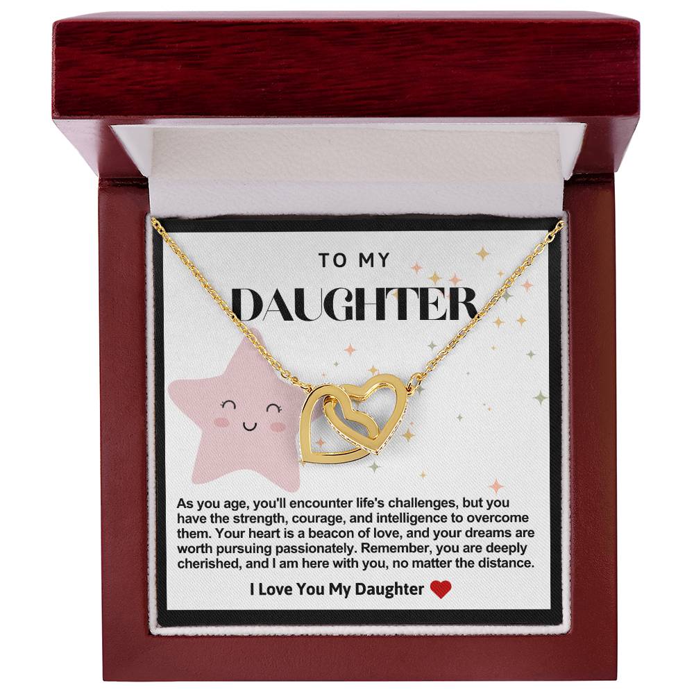 Daughter Double Heart Necklace- Star