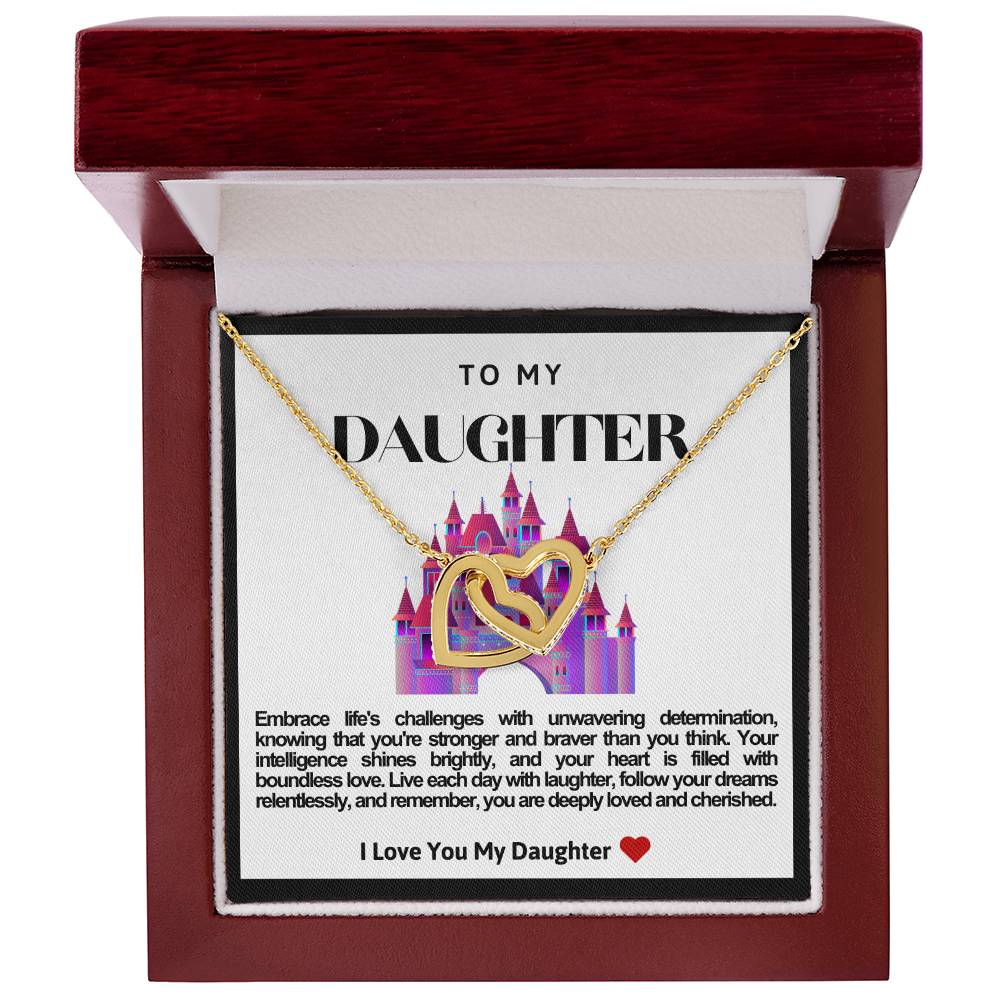 Daughter Double Heart Necklace- Purple Castle