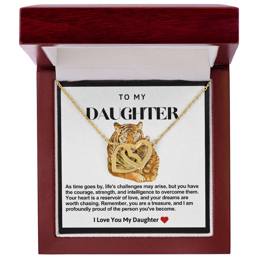 Daughter Double Heart Necklace- Tiger