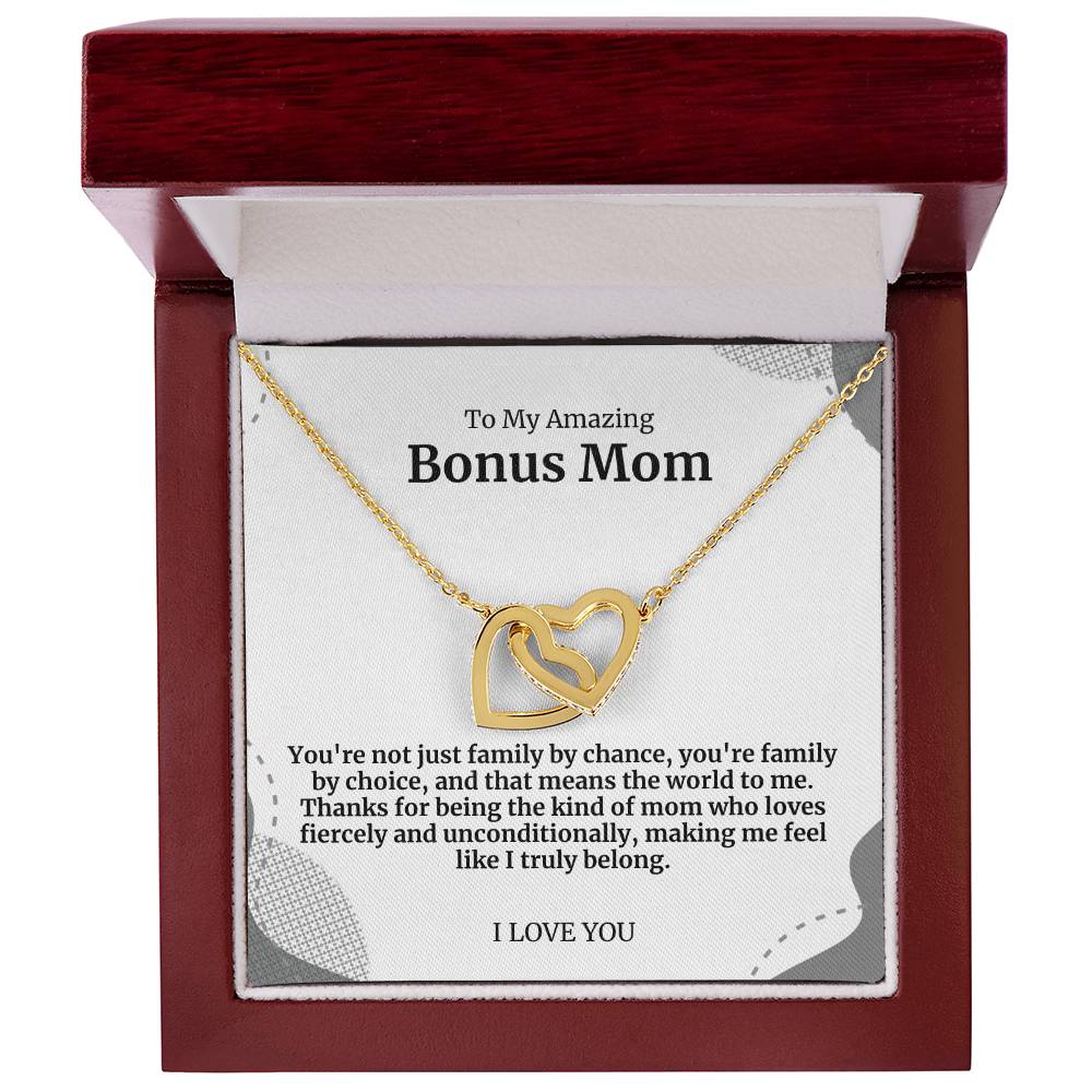 To My Amazing Bonus Mom Double Hearts Necklace