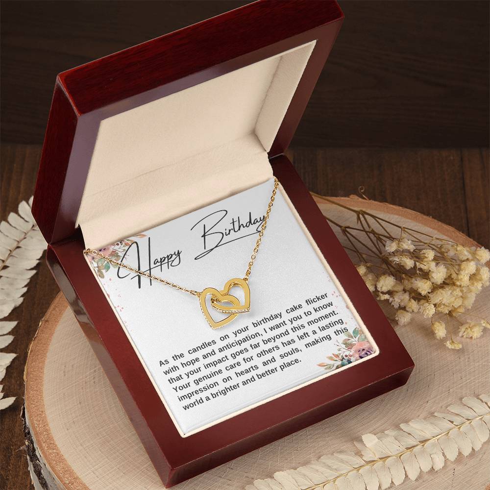 Happy Birthday Double Hearts Necklace