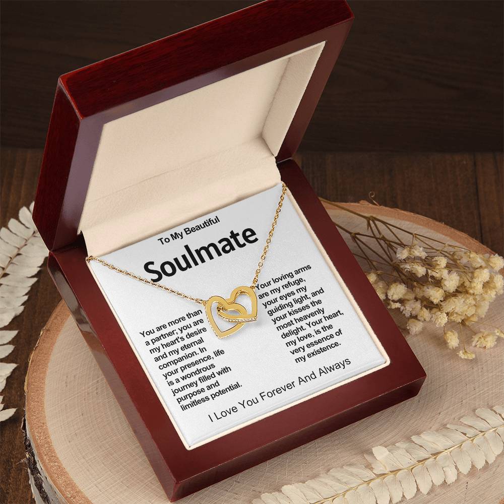 To My Beautiful Soulmate Interlocking Hearts Necklace