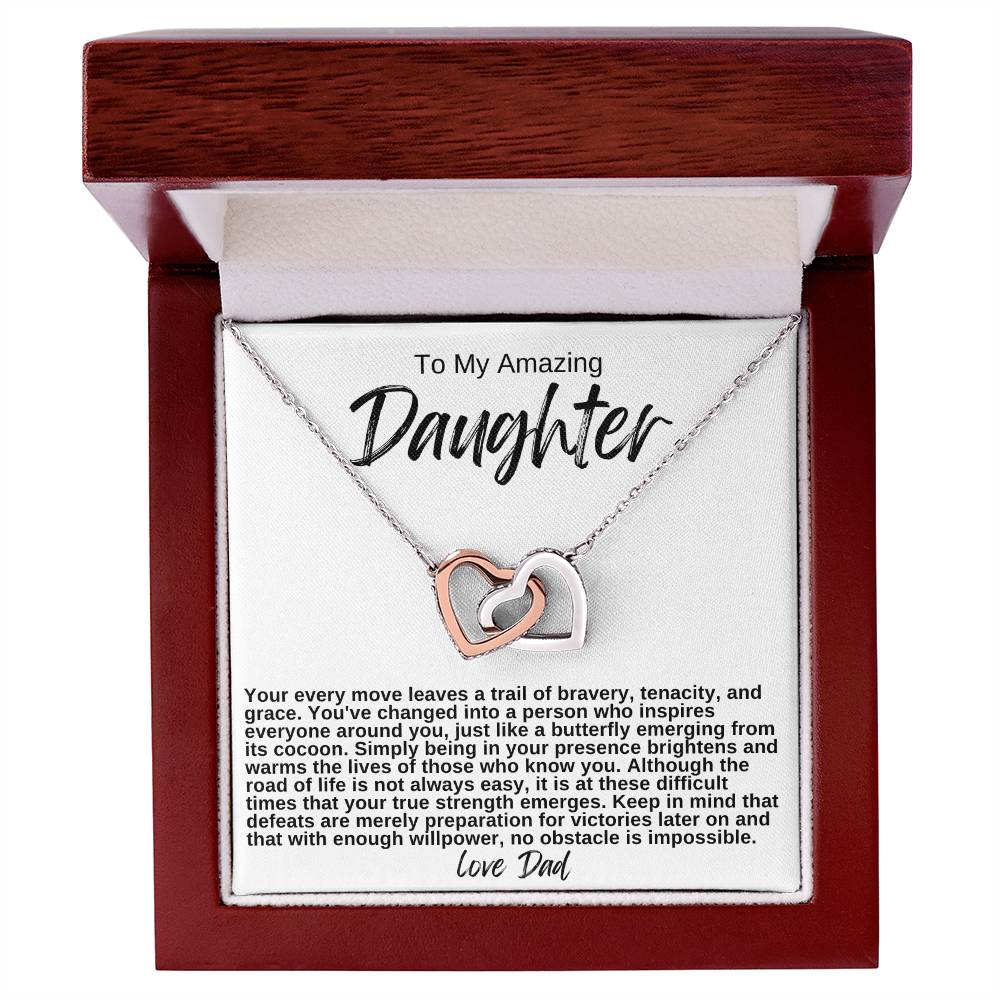 To My Amazing Daughter Hearts Necklace