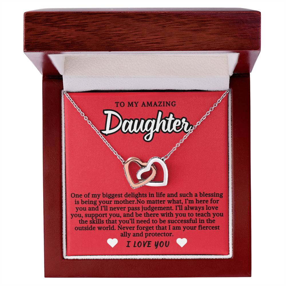 To Daughter From Mother Double Hearts Necklace