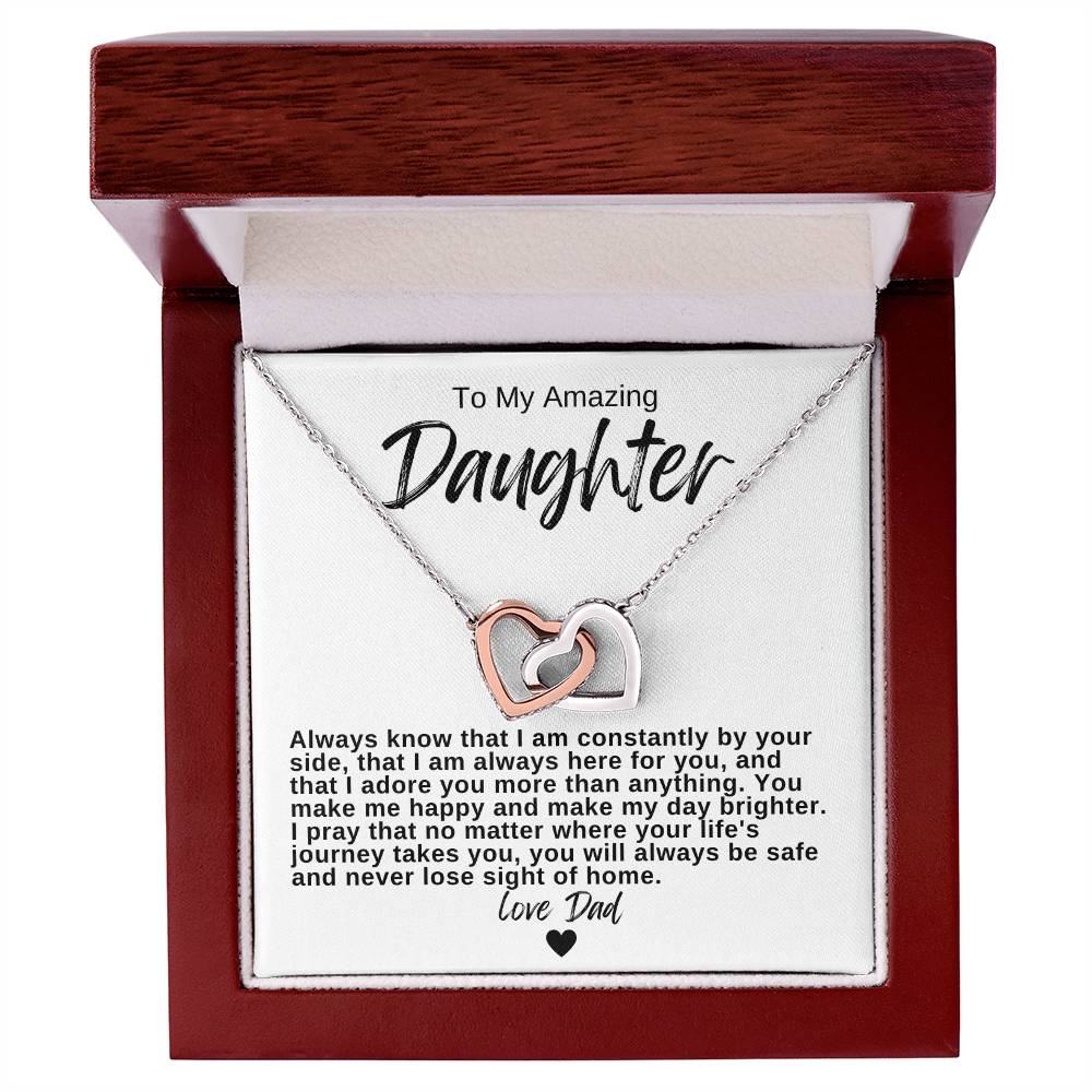 To My Amazing Daughter Hearts Necklace