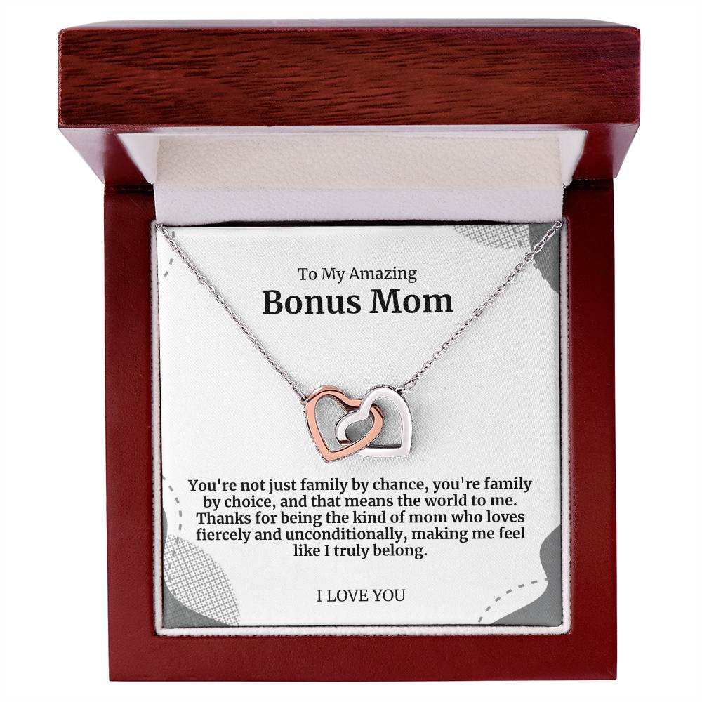 To My Amazing Bonus Mom Double Hearts Necklace