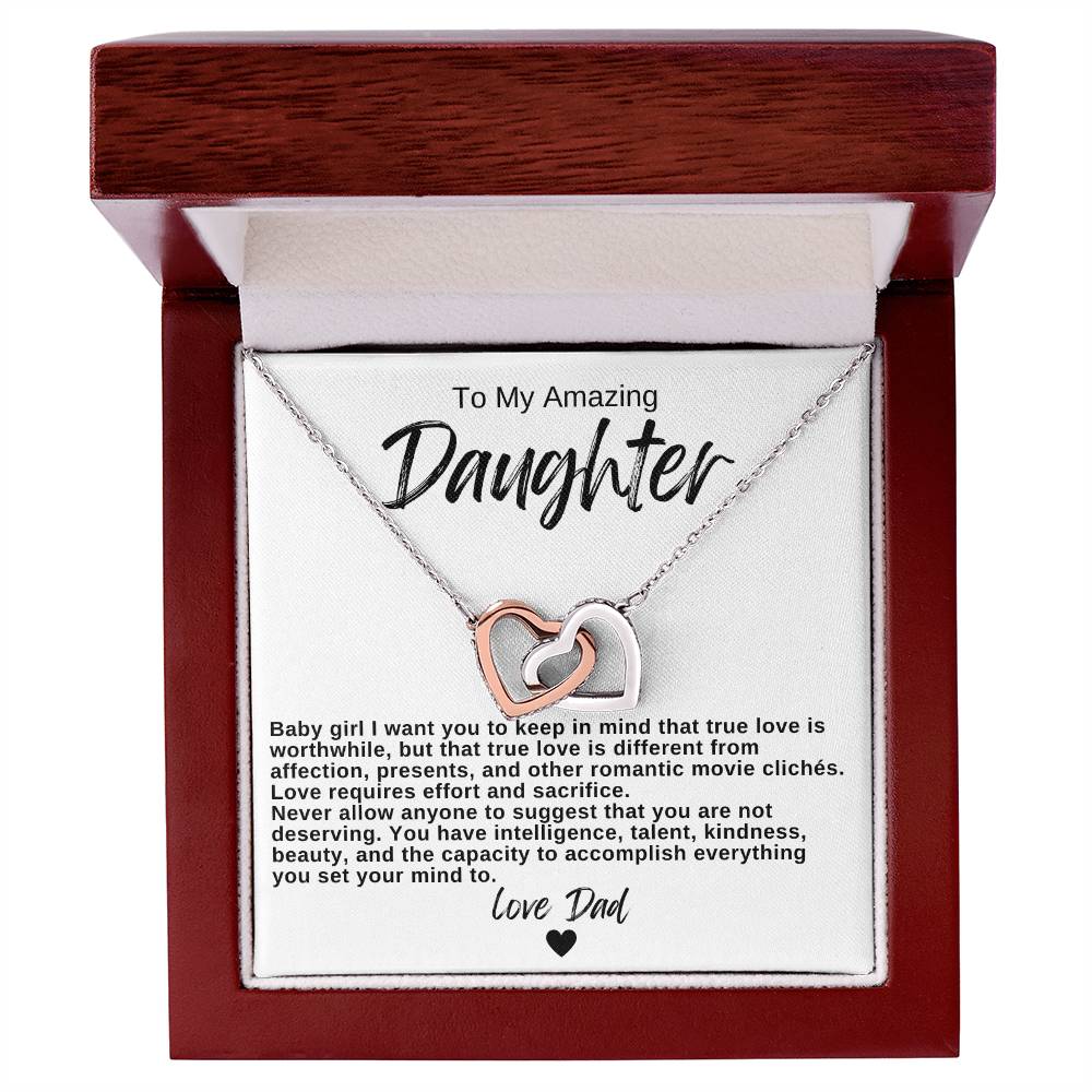 To My Amazing Daughter Hearts Necklace