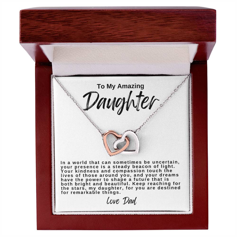 To My Amazing Daughter Hearts Necklace