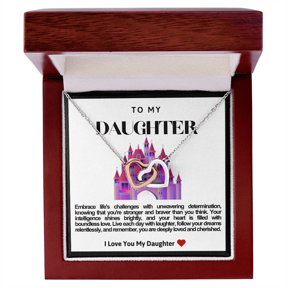 Daughter Double Heart Necklace- Purple Castle