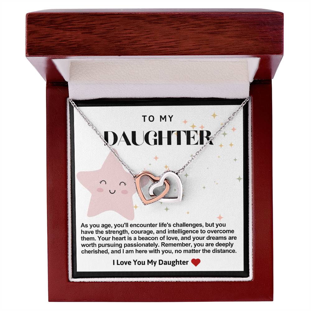 Daughter Double Heart Necklace- Star