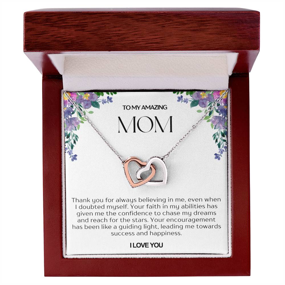 To My Amazing Mom Double Hearts Necklace