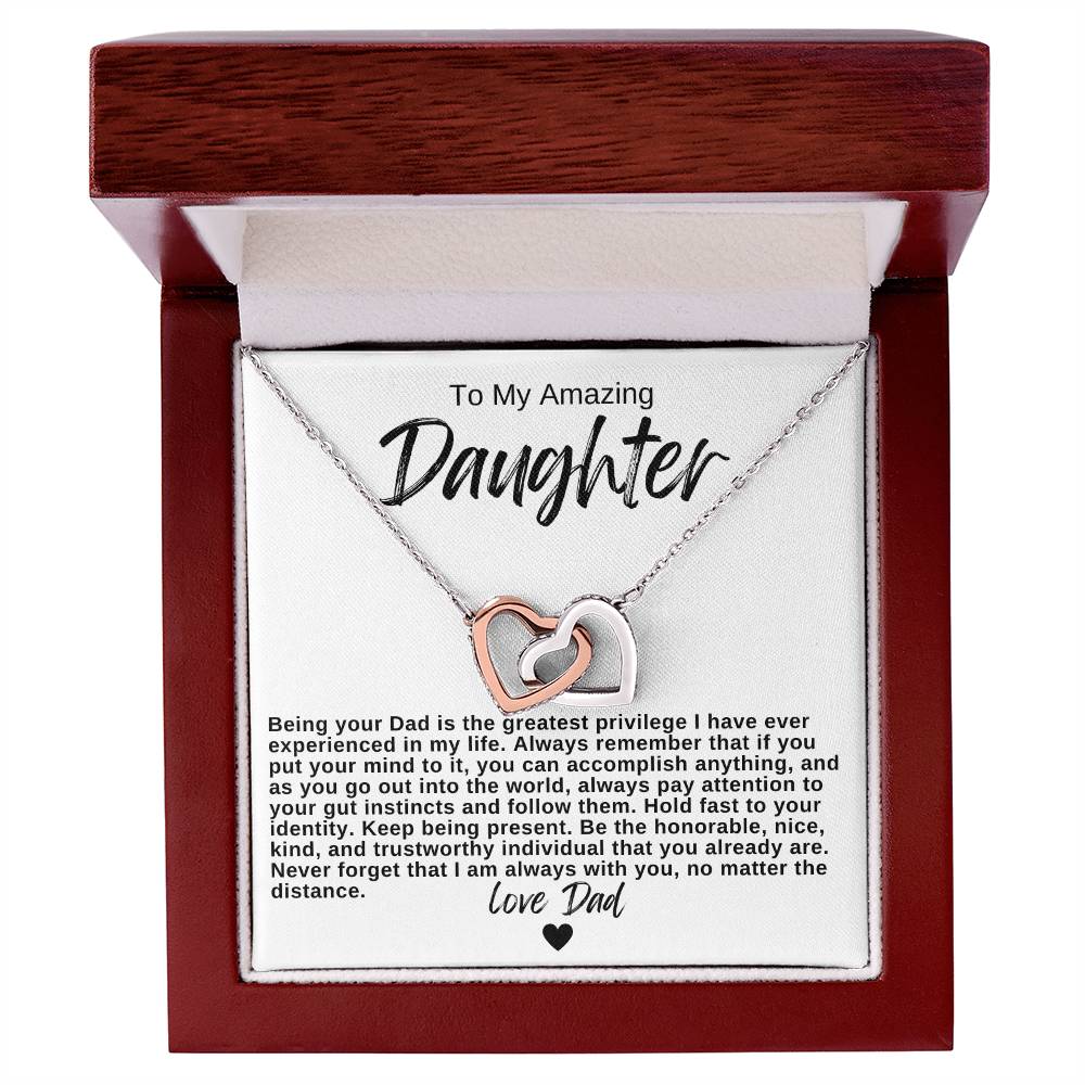 To My Amazing Daughter Hearts Necklace