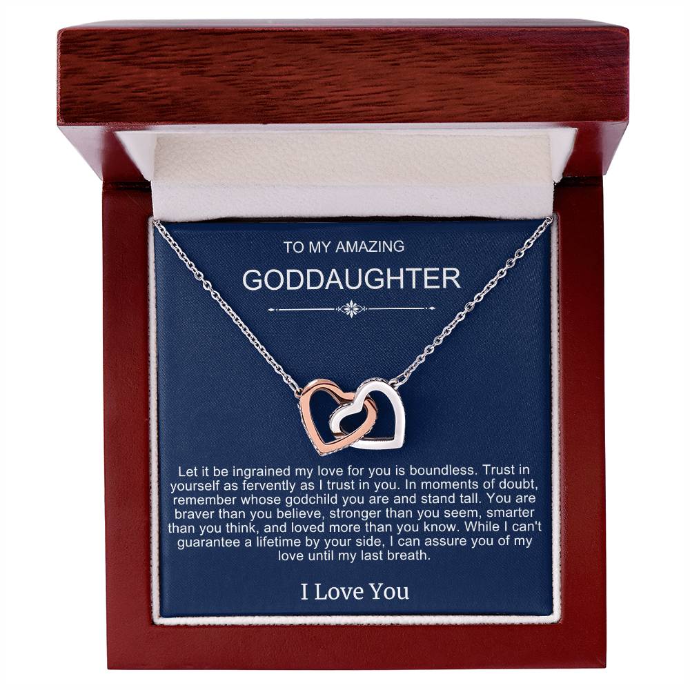 Beautiful Gift To Goddaughter from God Parent Double Heart Necklace