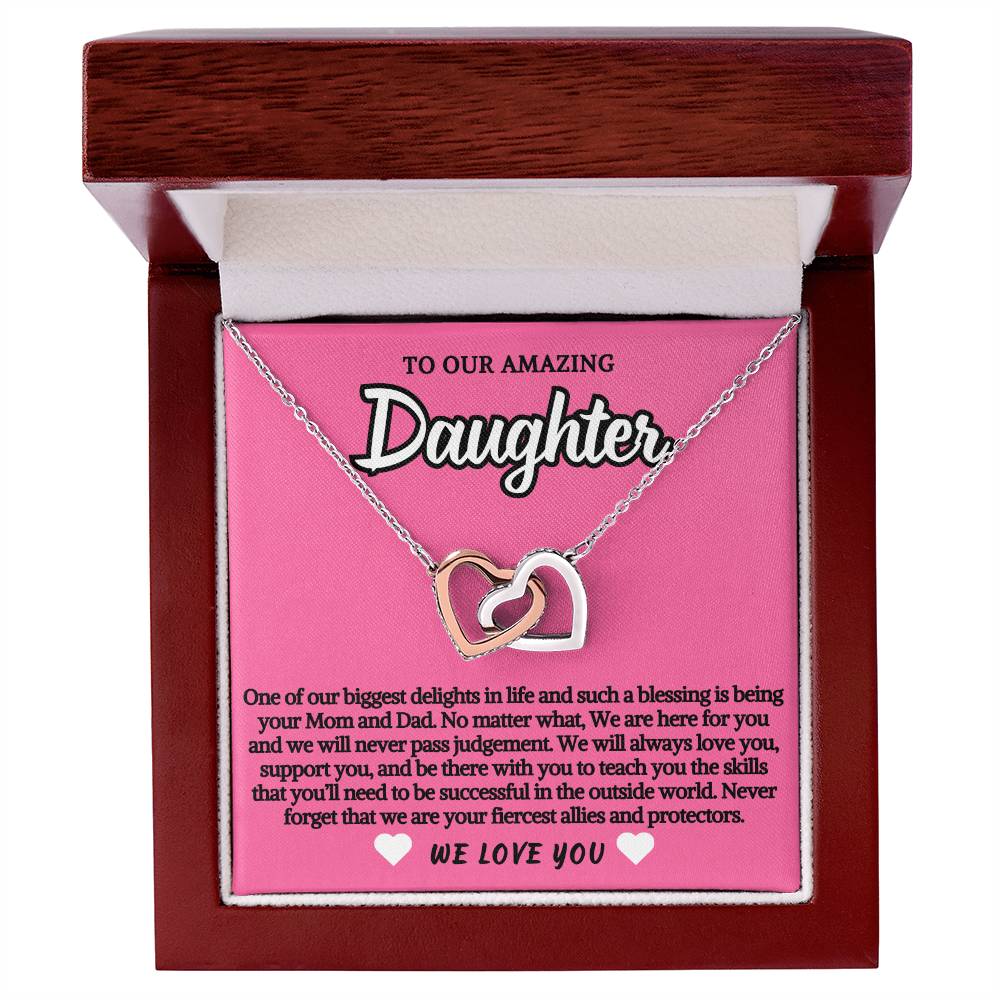 To Daughter Double Hearts Necklace