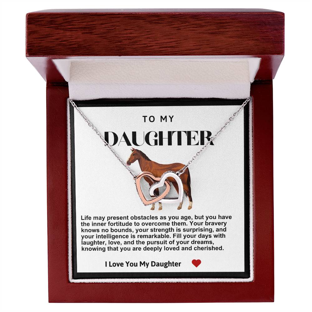 Daughter Double Heart Necklace- Horse