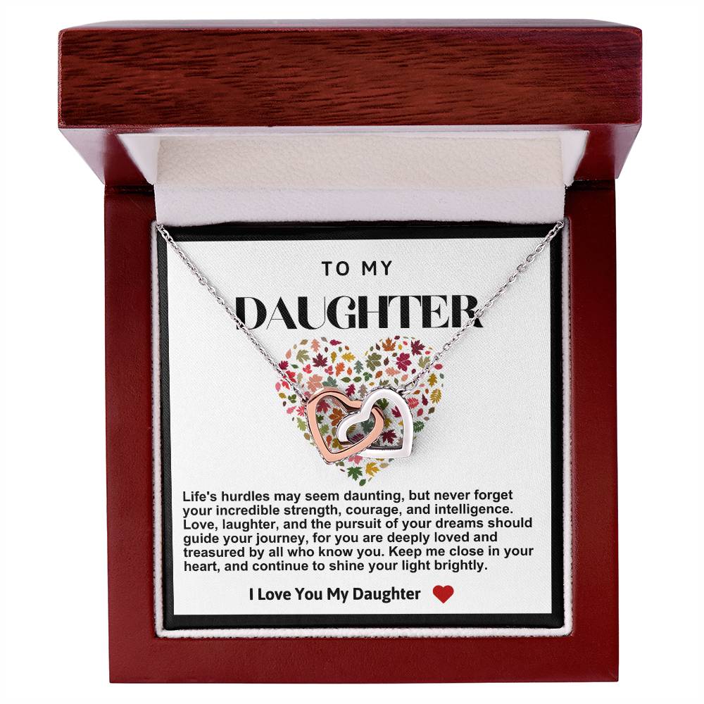 Daughter Double Heart Necklace- Heart