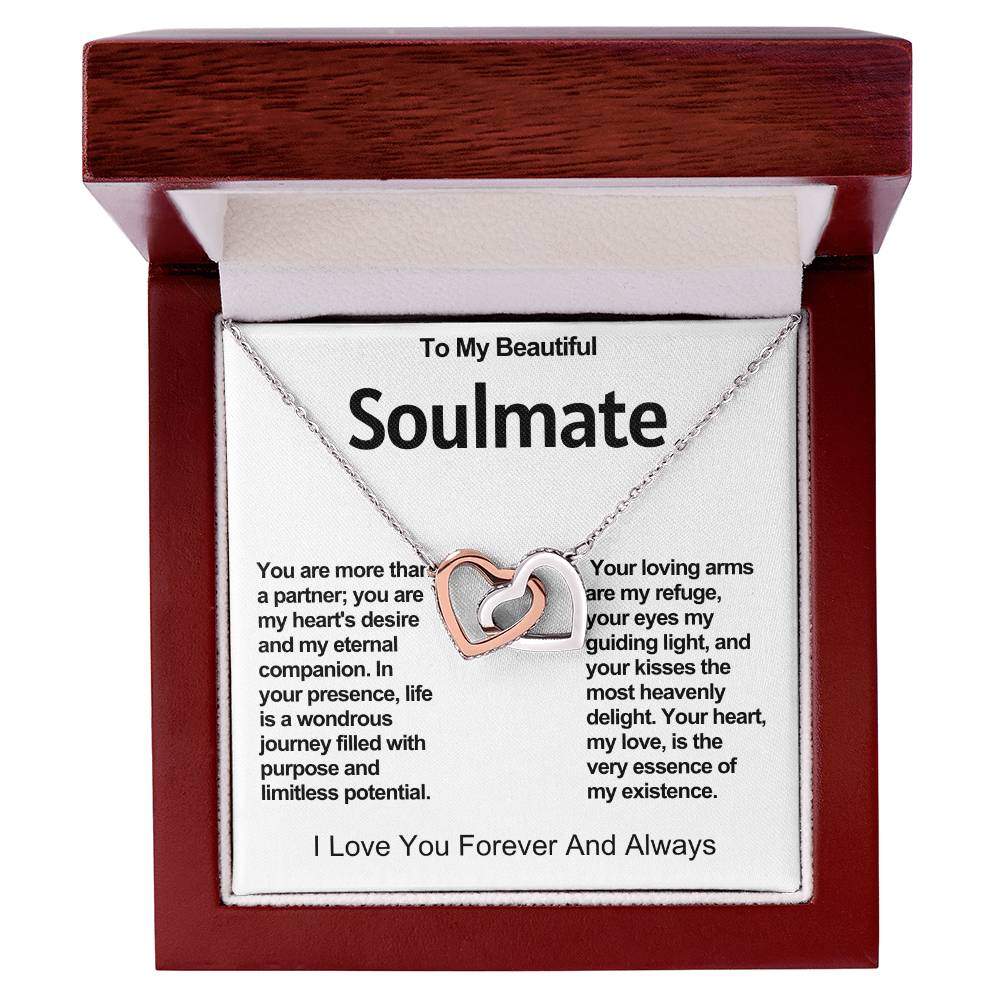 To My Beautiful Soulmate Interlocking Hearts Necklace