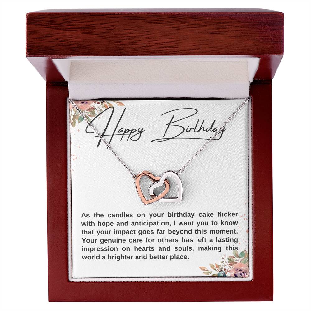 Happy Birthday Double Hearts Necklace